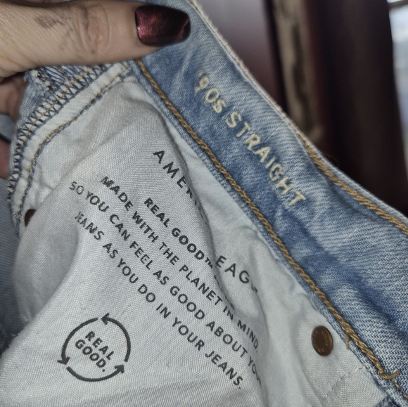 American Eagle Outfitters Light Blue  90sStraight Leg Jeans Size 4 regular EUC - Picture 7 of 14